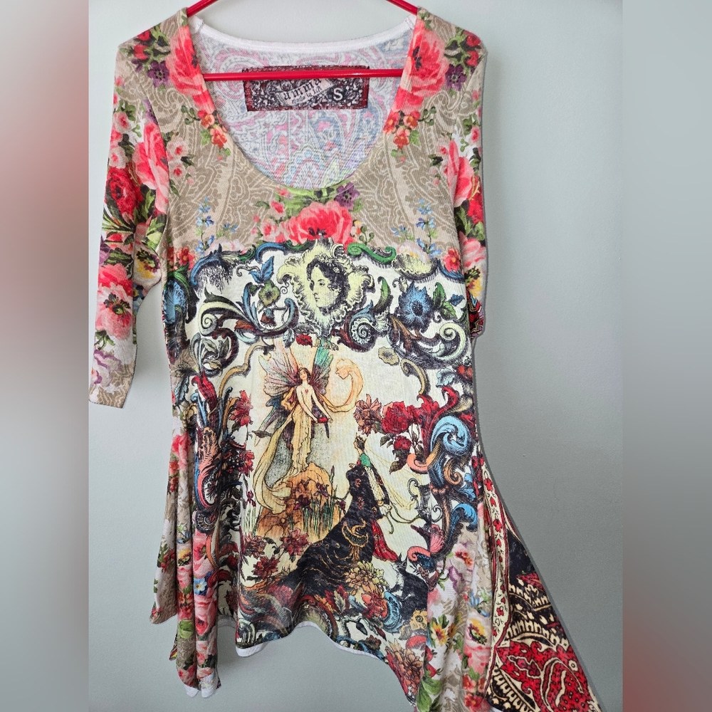 Y2K Fairy Queen Floral Tunic Handkerchief Dress Made in LA - Picture 7 of 12